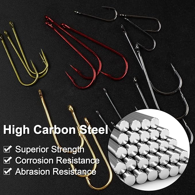 Crappie Panfish Fishing Hooks Aberdeen Hook Kit, 150pcs Fishing Hooks Long Shank Light Wire Crappie Hooks High Carbon Steel Live Bait Fishing Hook Freshwater Panfish Bass Catfish Trout Small Size