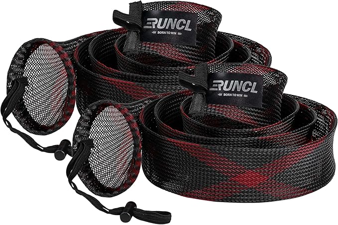 RUNCL Fishing Rod Sleeves & Reel Bags, Spinning/Casting Rod Socks & Spinning/Baitcasting Reel Covers - Protection Solution, Space Saver, Perfect Storage - Fishing Pole Sleeves & Reel Pouch (2 Pack)