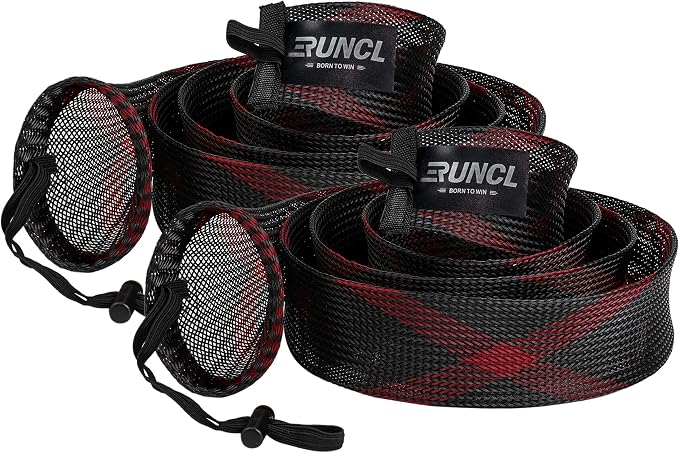 RUNCL Fishing Rod Sleeves & Reel Bags, Spinning/Casting Rod Socks & Spinning/Baitcasting Reel Covers - Protection Solution, Space Saver, Perfect Storage - Fishing Pole Sleeves & Reel Pouch (2 Pack)