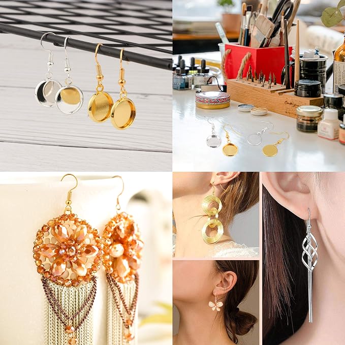 Bylion 400 Pieces Stainless Steel Earring Hooks, Fish Hooks, French Wire Hooks, Coil and Ball Style Nickel-Free Ear Wires for Jewelry Making, Silver