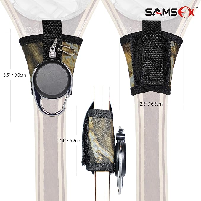 SAMSFX Fishing Tape Measure Zinger and Neoprene Straps Attaches to Fly Fishing Landing Net Tools & Accessories
