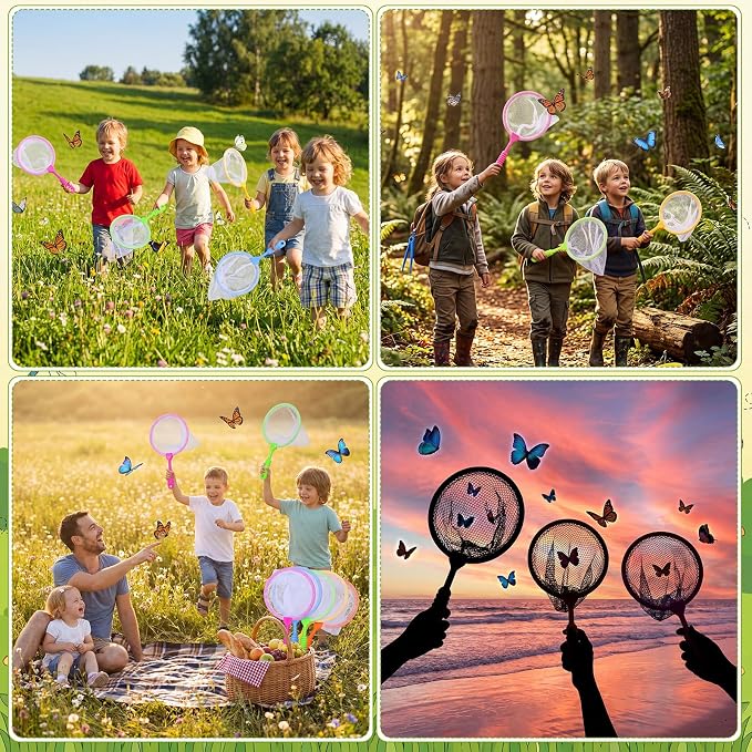 Halloscume 40 Pcs Butterfly Bug Net for Kid Collecting Insect, Fishing Net with Anti Slip Grip, Outdoor Tools for Catching Bugs Fish, Spring Outing Supplies for Kids Nature Exploration