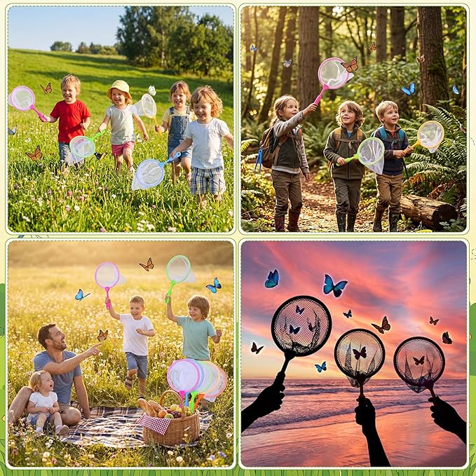 Halloscume 120 Pcs Butterfly Bug Net for Kid Collecting Insect, Fishing Net with Anti Slip Grip, Outdoor Tools for Catching Bugs Fish, Spring Outing Supplies for Kids Nature Exploration