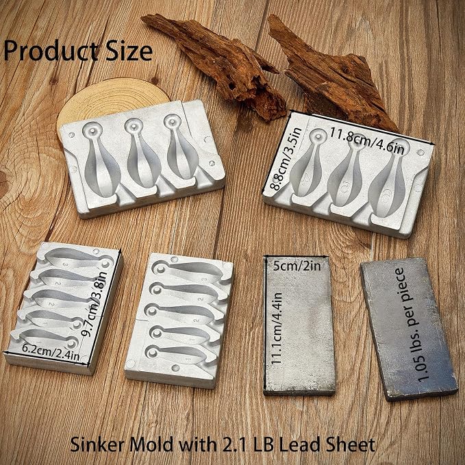 Bank Sinker Mold and Pure Lead Ingots,DIY Bullet Casting,Fishing Sinkers and Fishing Weights