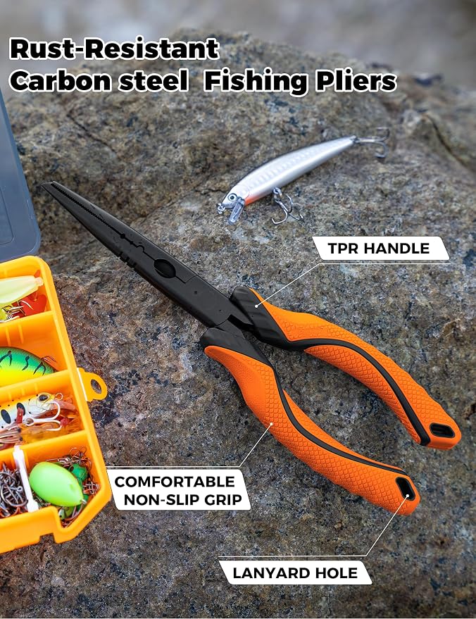 Fishing Pliers,Carbon Steel with Corrosion Resistant Coated Fishing Tools,Multitool for Saltwater