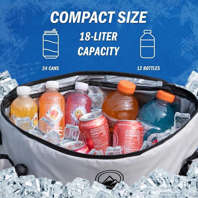 Kayak Cooler - 18L Seat Back Fishing Cooler - Water-Resistant Insulated Bag - 8-12 Hour Cooling Time - Kayak Accessories by Wakeman Outdoors