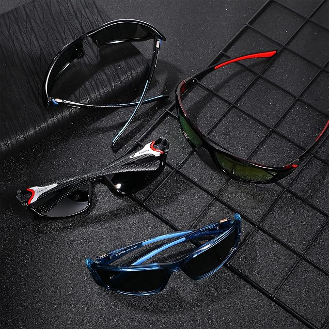 TOODOO 4 Pairs Men Polarized Sunglasses with UV Protection Driving Glasses Sports for Sport Outdoor Activities