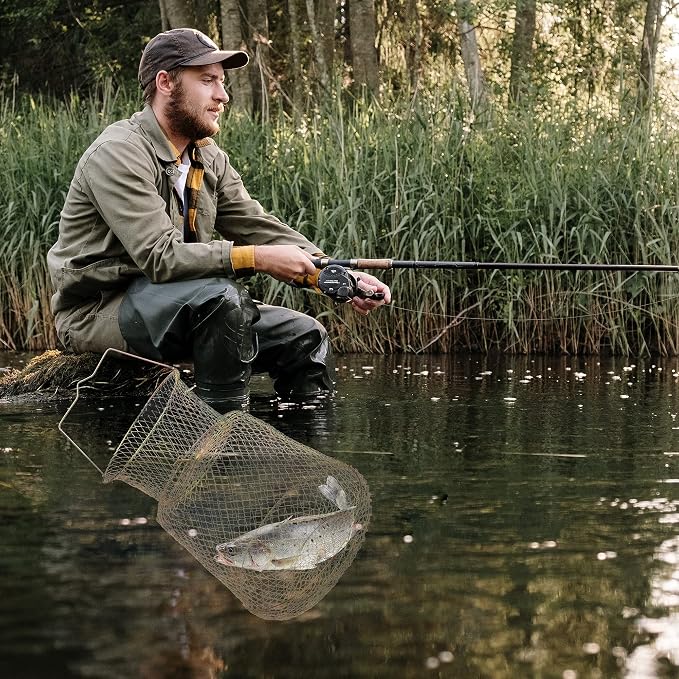 codree Floatable Galvanized Steel Wire Fish Basket, Collapsible Floatable Wire Fishing Basket, Portable Floating Fishing Net Baskets, Robust and Easy to Use