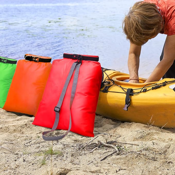 Shappy 6/12 Pcs Waterproof Dry Bags, Lightweight Outdoor Waterproof Dry Stuff Sacks 15/8/5/4/3/2 L and Long Adjustable Shoulder Strap for Kayaking Rafting Boating Hiking Camping