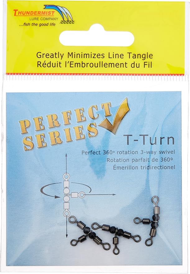 Thundermist Lure Company T-Turn 3-Way Swivel Tangle Free Tackle Equipment