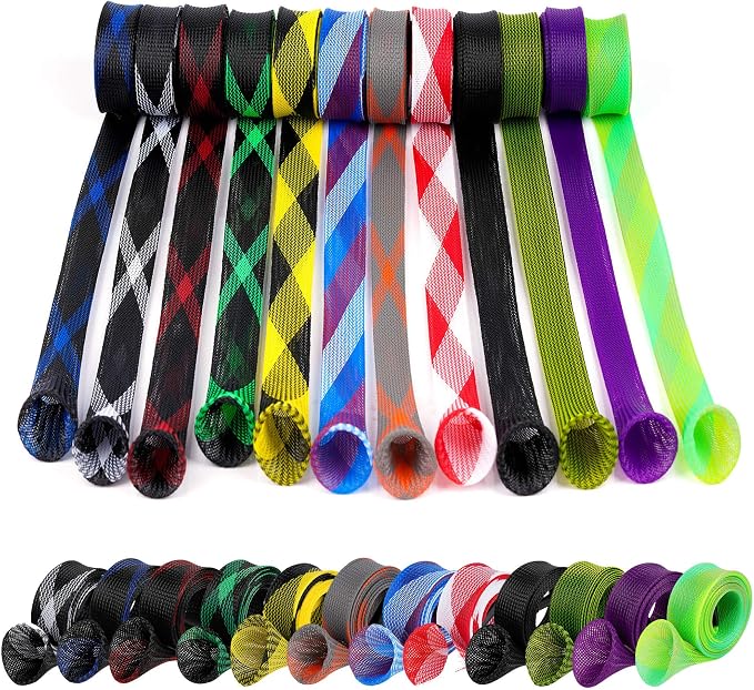 12Pcs Rod Sock Fishing Rod Sleeve, Cover Braided Mesh Rod Protector Pole Gloves Fishing Tools. Flat or Pointed End/Spinning or Casting. for Casting Sea Fishing Rod/Spinning