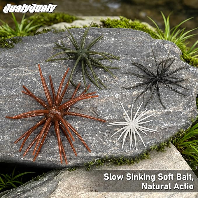 QualyQualy Sea Urchin Soft Lure, Super Durable Tentacle Creature Lure for Bass Pike Trout Fishing Easy Catch Saltwater Freshwater Soft Lures TPE Material