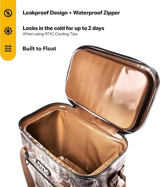 RTIC Ultra-Tough Soft Cooler 50 Can, Insulated Bag Portable Ice Chest Box for Lunch, Beach, Drink, Beverage, Travel, Camping, Picnic, Car, Trips, Floating Cooler Leak-Proof with Zipper