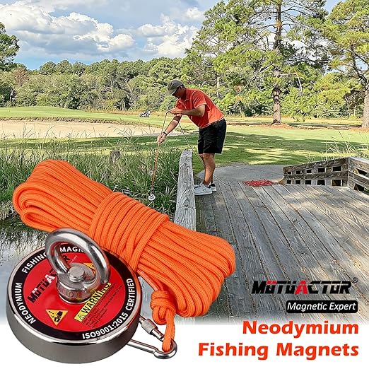 MUTUACTOR Strong Fishing Magnets,Φ 2.95” Heavy Duty Magnet Fishing Kit with 20Ft Duarble Rope,Powerful 650lbs Neodymium Magnet Fishing for Treasure Hunting Retrieving Metallic Tools in Lakes Rivers