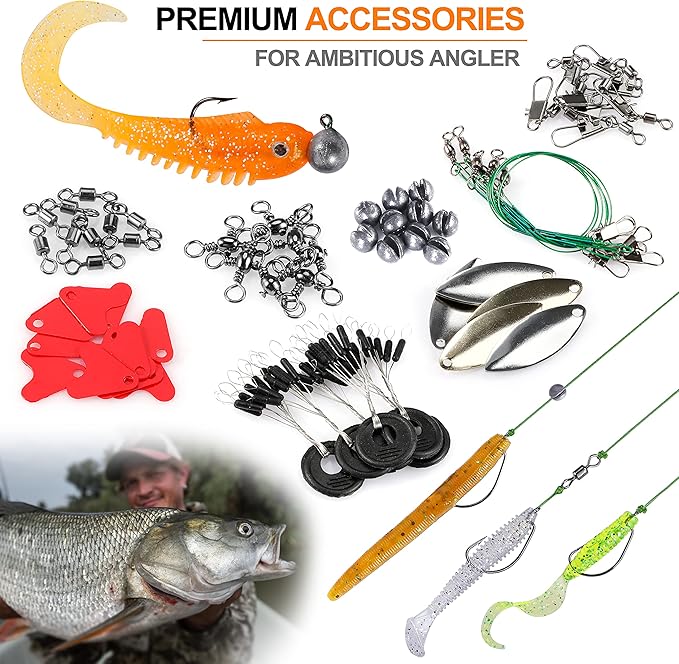 PLUSINNO Fishing Lures, All-in-One Fishing Tackle Box with Tackle Included, Fishing Gear Lure Bait Accessories Kit for Freshwater Bass Trout, Ideal Fishing Gifts for Men, Father & Beginners