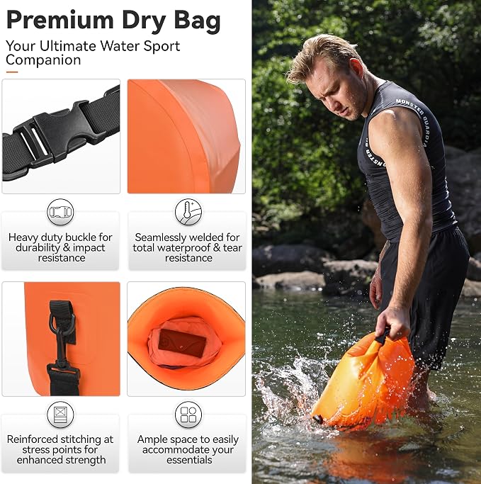 MARCHWAY Floating Waterproof Dry Bag Backpack 5L/10L/20L/30L/40L, Roll Top Sack Keeps Gear Dry for Kayaking, Rafting, Boating, Swimming, Camping, Hiking, Beach, Fishing