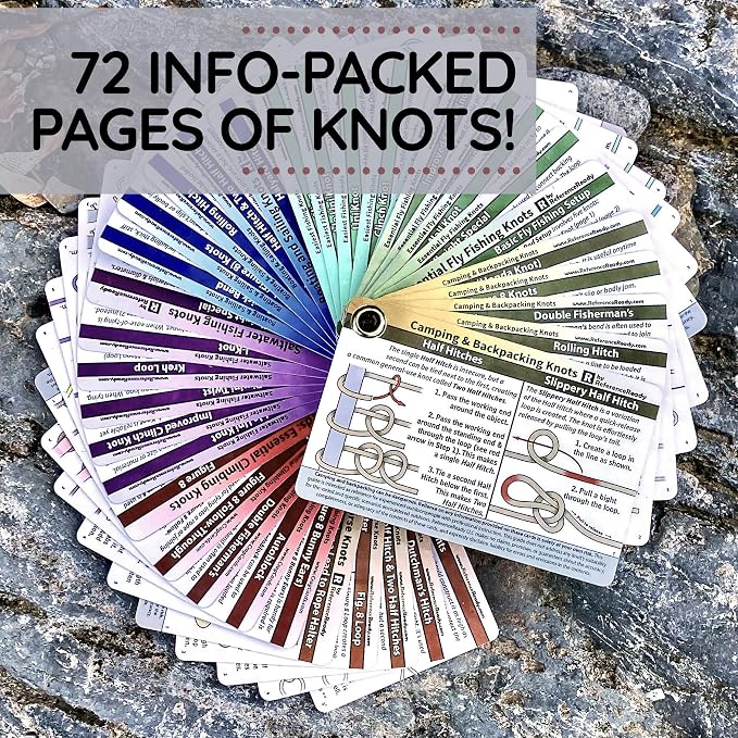 Complete Knot Card Bundle - 7 Pocket Guides Show How to Tie 76 Knots - Includes a Waterproof Booklet for Outdoors, Boating, Climbing, Horse, Easy Fishing, Fly Fishing, and Saltwater Angling
