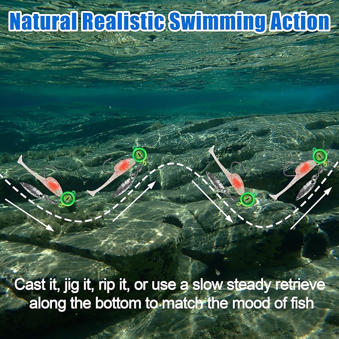 Crappie Jig Heads Fishing Lures Kit, 25pcs Underspin Jig Heads with Spinner Blade Eye Ball Head Painted Crappie Lures Fishing Jigs for Bass, Trout, Panfish, Sunfish