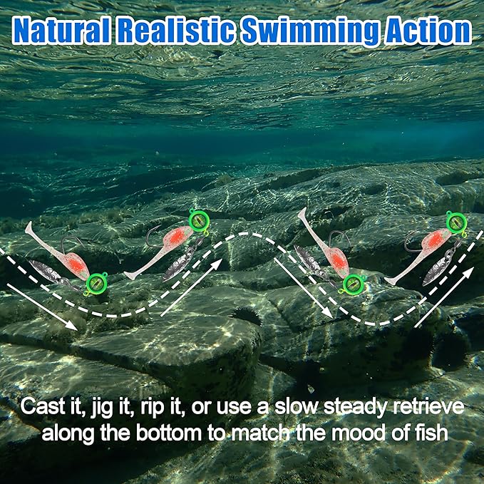 Crappie Jig Heads Fishing Lures Kit, 25pcs Underspin Jig Heads with Spinner Blade Eye Ball Head Painted Crappie Lures Fishing Jigs for Bass, Trout, Panfish, Sunfish