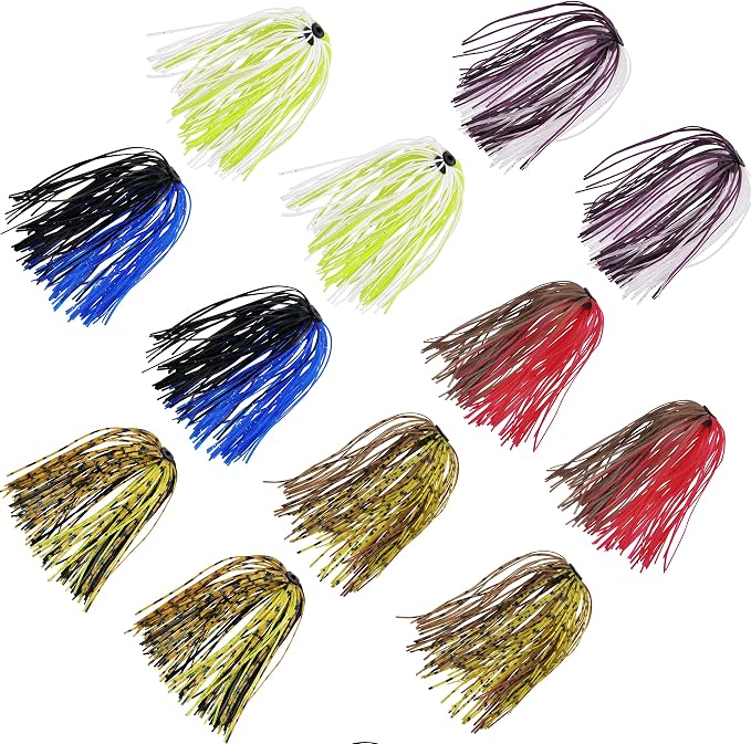 Silicone Jig Skirts Spinnerbait Skirts 50 Strands Bass Fishing Lure Skirts Replacement for DIY Spinner Baits Buzzbaits Squid Jig Accessories