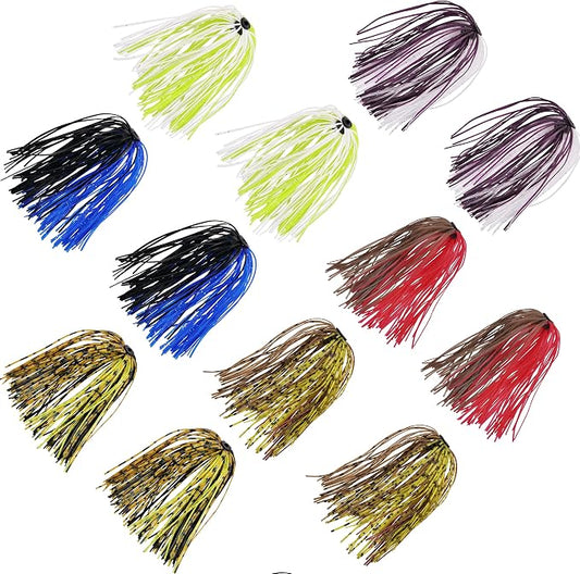 Silicone Jig Skirts Spinnerbait Skirts 50 Strands Bass Fishing Lure Skirts Replacement for DIY Spinner Baits Buzzbaits Squid Jig Accessories