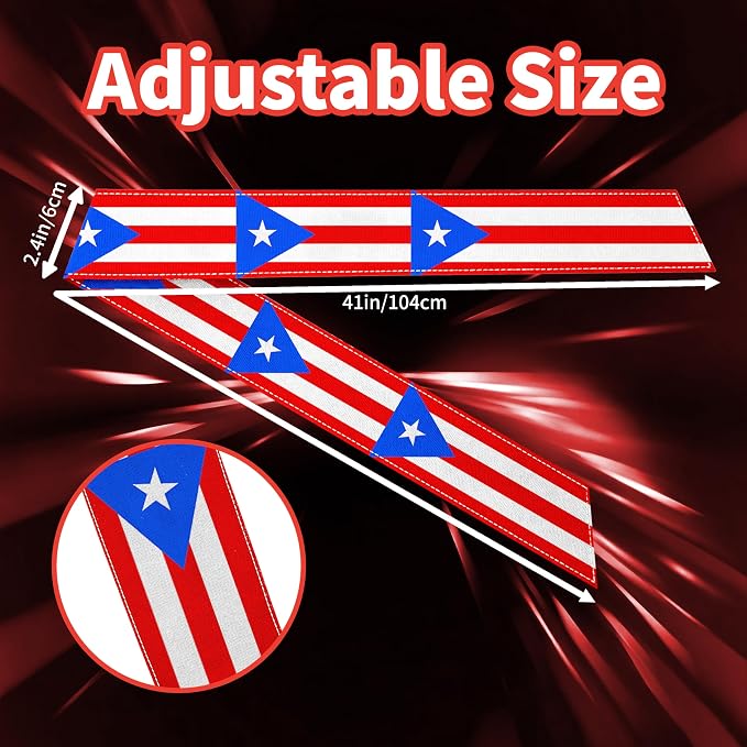 Tie Headband for Women & Men, Flag Patterned Sports Sweatband Head Wrap, Hair Bandana Accessory, 40" x 2.4"