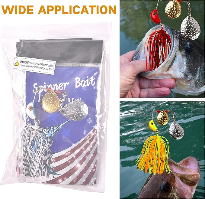 Spinner Baits Fishing Lures Kit,Bass Fishing Lures Spinnerbaits Buzzbait Set Hard Metal Swimbait Jig Lure for Bass Pike Trout Walleye Freshwater Saltwater