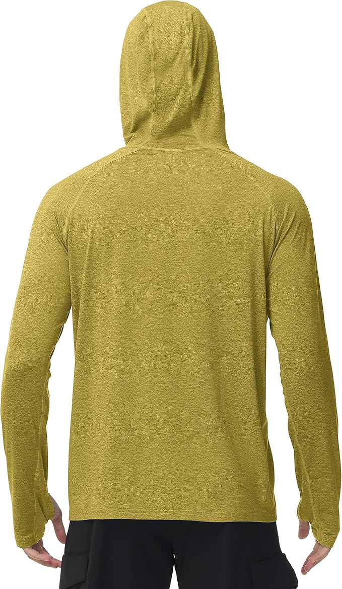 Roadbox Mens UPF 50+ Fishing Shirts, Long Sleeve UV Sun Hoodie, Hiking Running Swim Athletic Workout Shirt