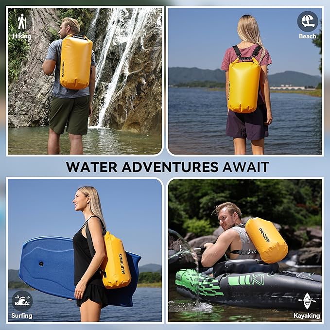 MARCHWAY Floating Waterproof Dry Bag Backpack 5L/10L/20L/30L/40L, Roll Top Sack Keeps Gear Dry for Kayaking, Rafting, Boating, Swimming, Camping, Hiking, Beach, Fishing