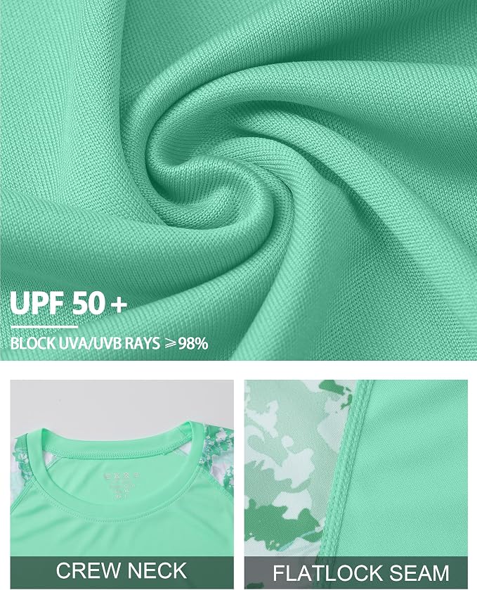 FISHEAL Men's Long Sleeve Fishing Shirts, UPF 50+ Camo Sun Protection Rash Guard, UV Shirt for Swimming Hunting Outdoor