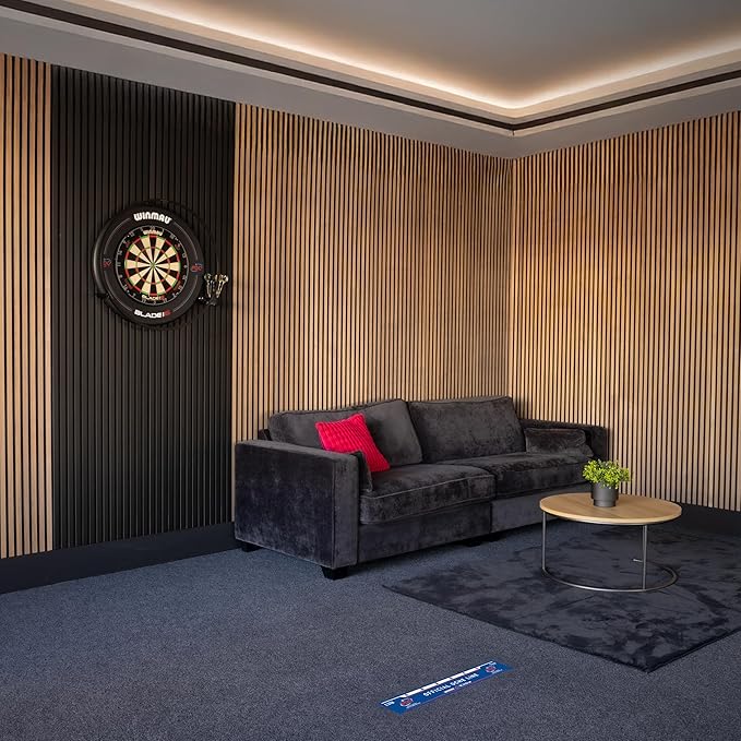 Winmau Darts Oche Line - High Visibility Throw Line Marker with Toe Markers for Consistent Stance - Self-Adhesive, Sticks to Hard Floors (Wood/Tile/Laminate) - Regulation Distance