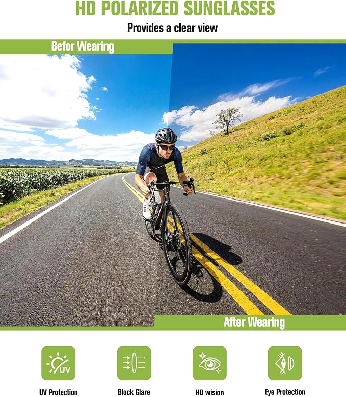 Polarized Sunglasses Men Sports Sunglasses for Men UV400 Sunglasses for Driving Golf Cycling Fishing Running