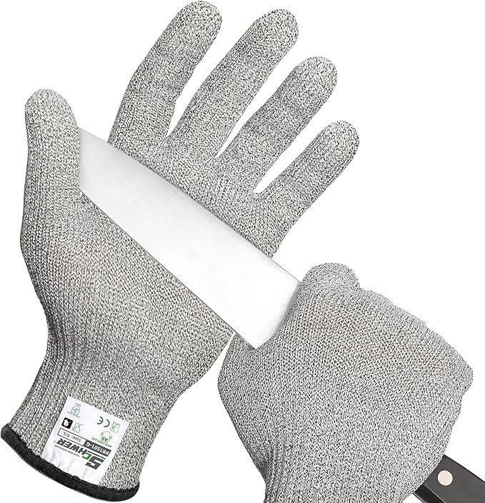 Schwer SlicePro ANSI Cut Resistant Gloves, Food Grade Cutting Glove for Kitchen Food Prep, Mandoline Gloves for Meat Cutting, Oyster Shucking, Fish Fillet Processing, PR1501-G, L