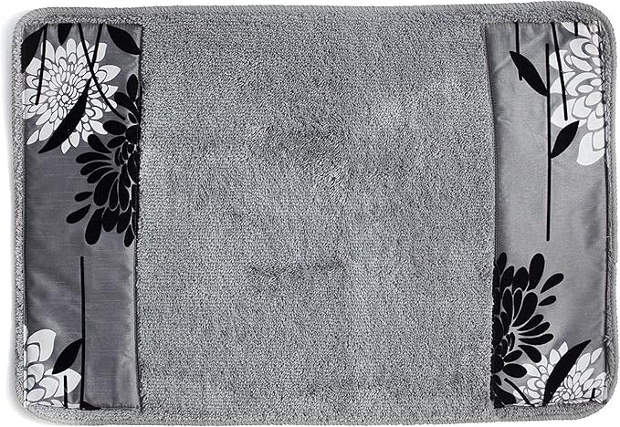 Zahari Home Erica Bathroom Rug Luxury Bath Rug Washable Beautiful Shower Mat Unique Design Stylish Non Slip Shower Mat Grey Rug Bath Shower Tub Decor