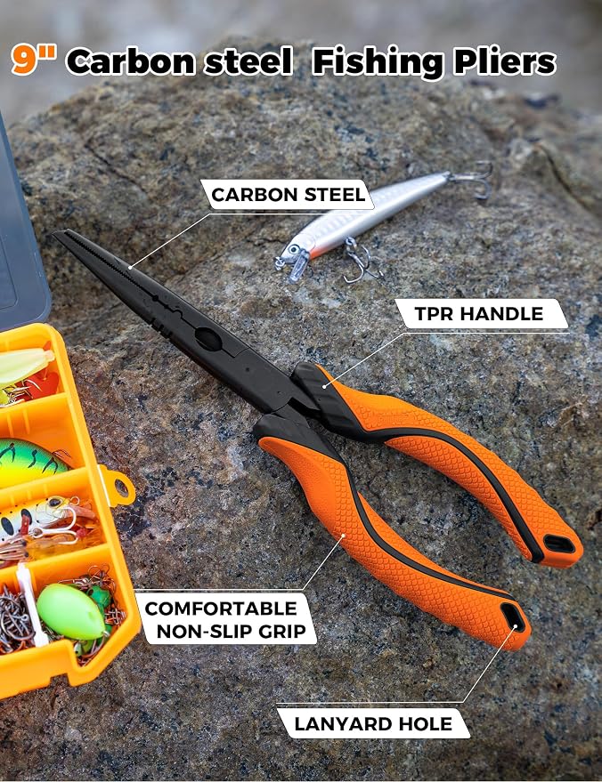 Fishing Tools Kit, Fishing Pliers,Fishing Scissors, Fishing Line Cutter for Braided Fishing Line,Fishing Gear with Lanyard