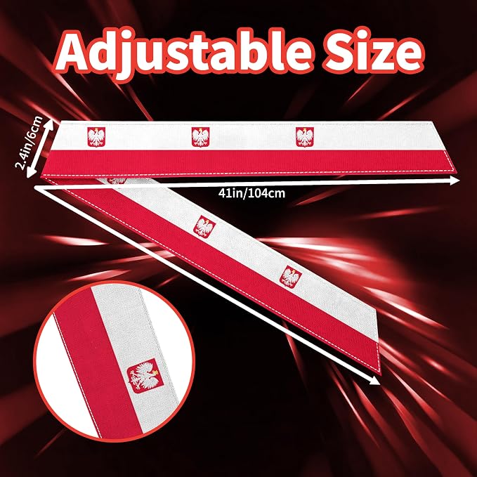 Tie Headband for Women & Men, Flag Patterned Sports Sweatband Head Wrap, Hair Bandana Accessory, 40" x 2.4"