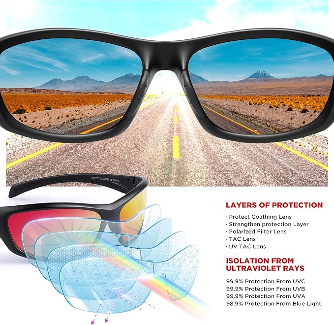 RIVBOS Polarized Sunglasses UV400 Protection for Men's and Women's Fishing, Cycling, and Outdoor Activities RB832