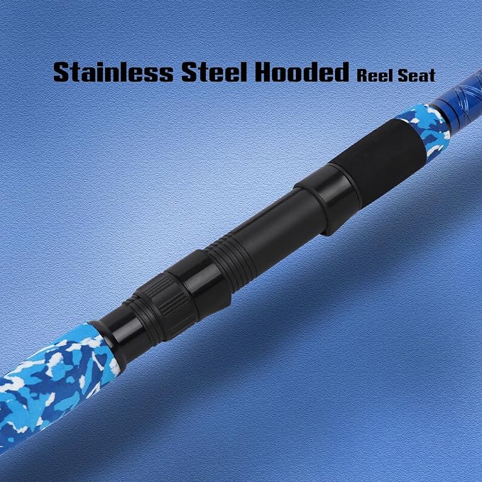 Fiblink Surf Rod,Portable Travel Fishing Rod,Spinning Rod with Blue Camouflage Handle,2Piece/3Piece/4Piece Carbon Fiber Fishing Rod (9ft/10ft/12ft/14ft)