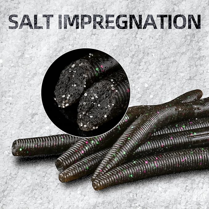 Soft Fishing Worm 100PCS, 3/4/5/6" Mega Value Pack Senko Style Soft Lures for Bass, Plastic Worm Stick Baits, Multicolor, Cost-Effective Fishing Gift