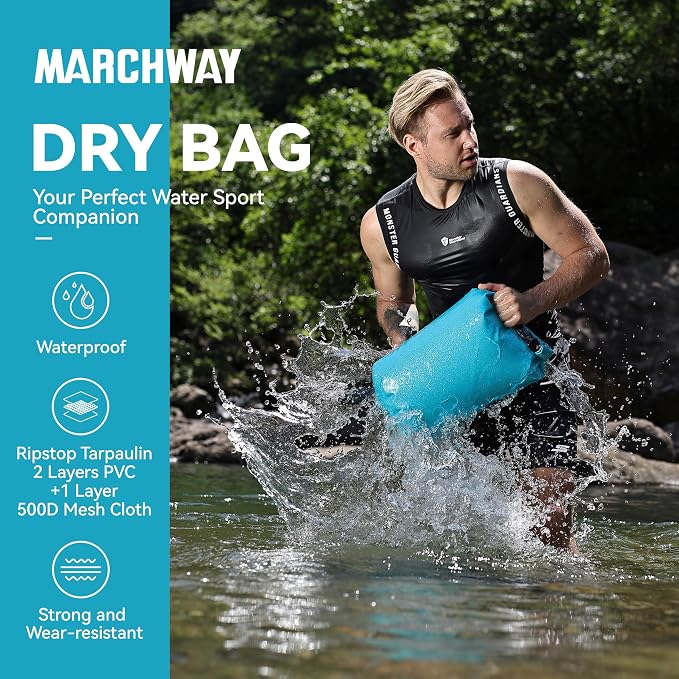 MARCHWAY Floating Waterproof Dry Bag Backpack 5L/10L/20L/30L/40L, Roll Top Sack Keeps Gear Dry for Kayaking, Rafting, Boating, Swimming, Camping, Hiking, Beach, Fishing