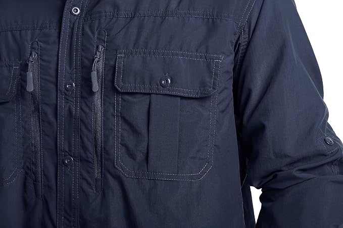 MAGCOMSEN Men's UPF 50+ Sun Protection Shirts, Button Down Long Sleeve Shirt for Hiking, Fishing, Safari