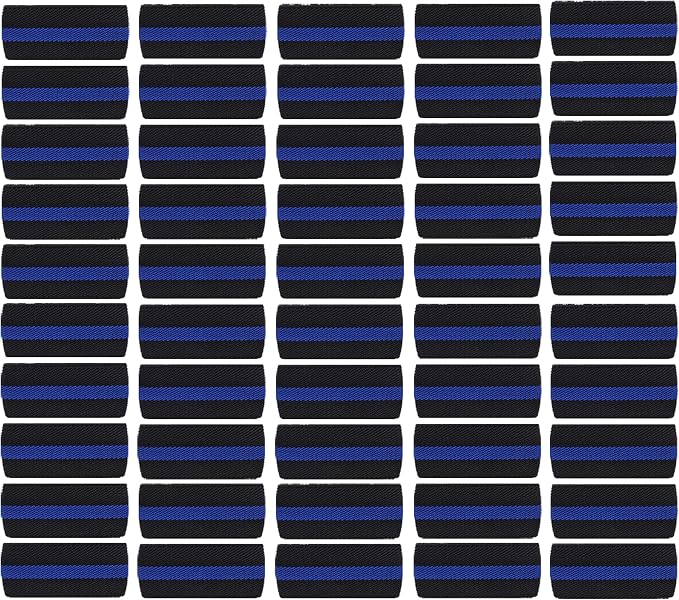 Shirt Stay Plus Mourning Bands for Badges (50-Pack - Made in USA) Thin Blue Line Stripe, Law Enforcement, Police Officer, Honor Guard Funeral Shield Elastic Band
