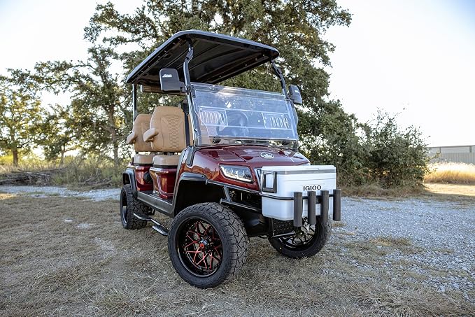 MODZ® Golf Cart Brush Guard Cooler Rack for IGLOO 25 Quart Cooler with Fishing Rod Holders