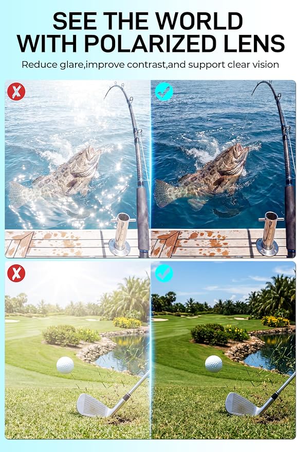 SIPLION Polarized Sunglasses Men Sports: UV400 Protection Anti-Slip Wrap-Around TR90 Frame for Driving Fishing Golf Running