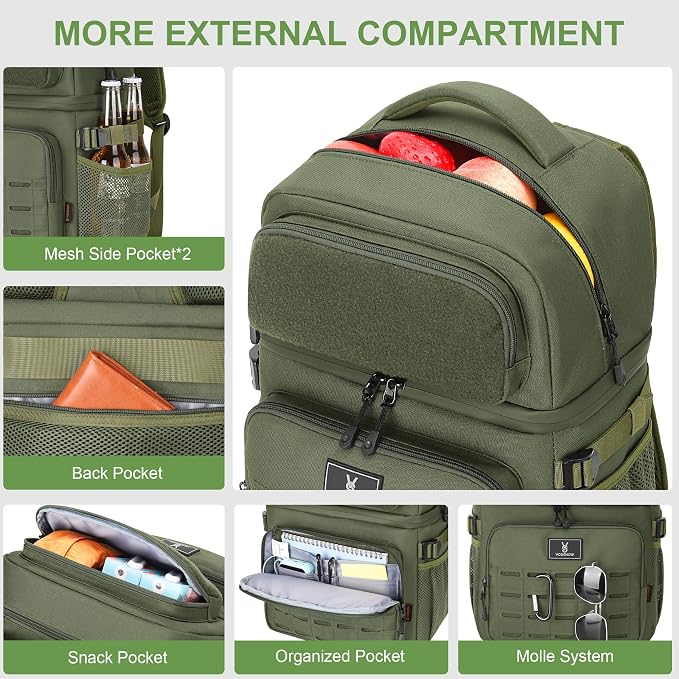 Large Insulated Cooler Backpack for Men Women, 36 Cans Double Deck Leakproof Cooler Bag for Camping, Hiking, Picnic, Fishing, Beach, Travel