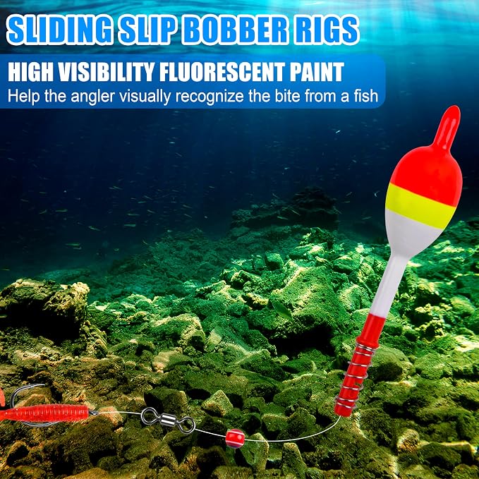 SILANON Wood Slip Bobbers Fishing Floats and Bobbers Spring Oval Stick Slip Floats for Crappie Catfish Trout Panfish Walleyes Fishing 5/10pcs