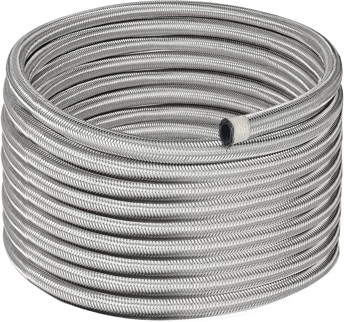 EVIL ENERGY 8AN Fuel Line, 8AN Braided Fuel Hose Nylon CPE 20FT Silver