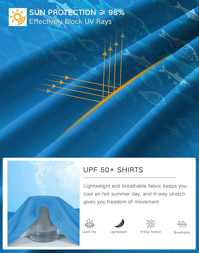 Pudolla Men's Sun Protection Hoodie Shirts UPF 50+ Rash Guard SPF Long Sleeve Fishing Shirt for Men Swim Hiking Boating
