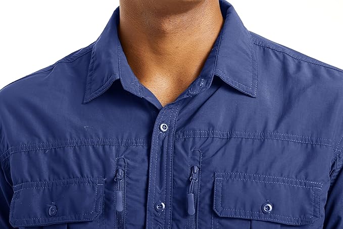 MAGCOMSEN Men's UPF 50+ Sun Protection Shirts, Button Down Long Sleeve Shirt for Hiking, Fishing, Safari