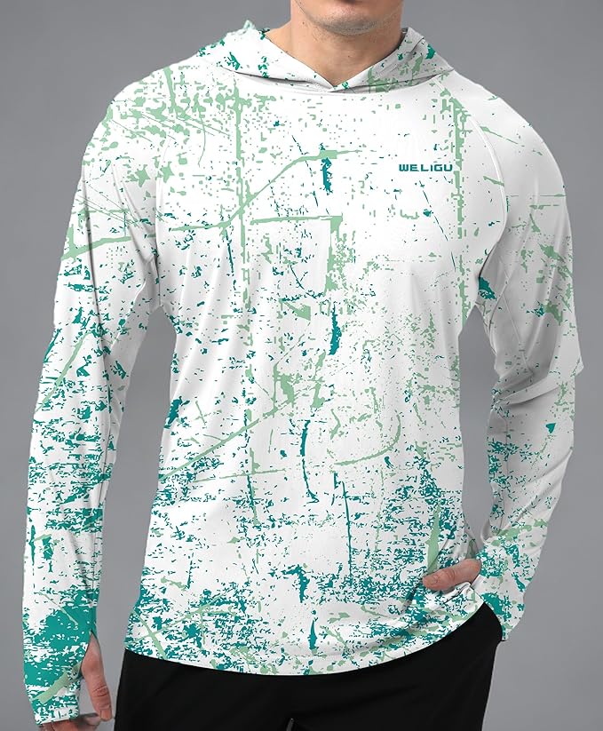 Men's UPF 50+ Sun Protection Hoodie Shirt Long Sleeve SPF Fishing Outdoor UV Hiking Lightweight Shirts